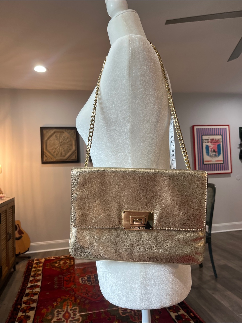 Michael Kors Gold Metallic Chain Shoulder Bag
